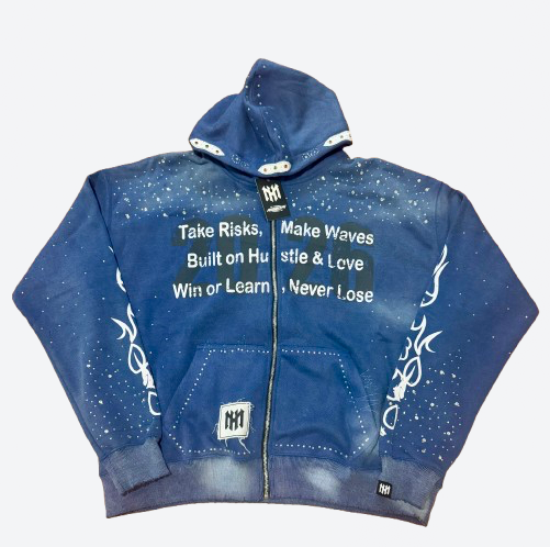 Double Layer Vintage Hoodie – Blue