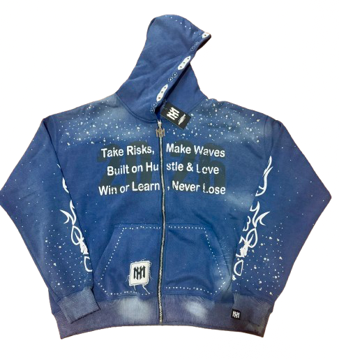 Double Layer Vintage Hoodie – Blue